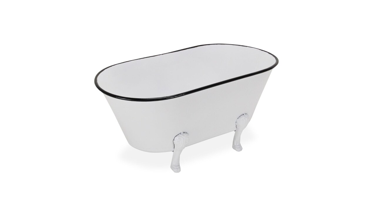 Contemporary Home Living 20" White Contemporary Style Galvanized Handmade Tub Decor